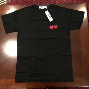 NEW 2019 Cdg Black Shirt Two Red Hearts Rep